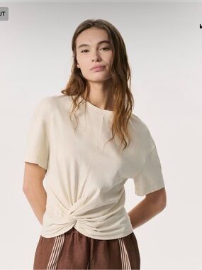 Rag & Bone Mica Draped Tee Ivory Twist Front Cotton T-Shirt Size S NWT